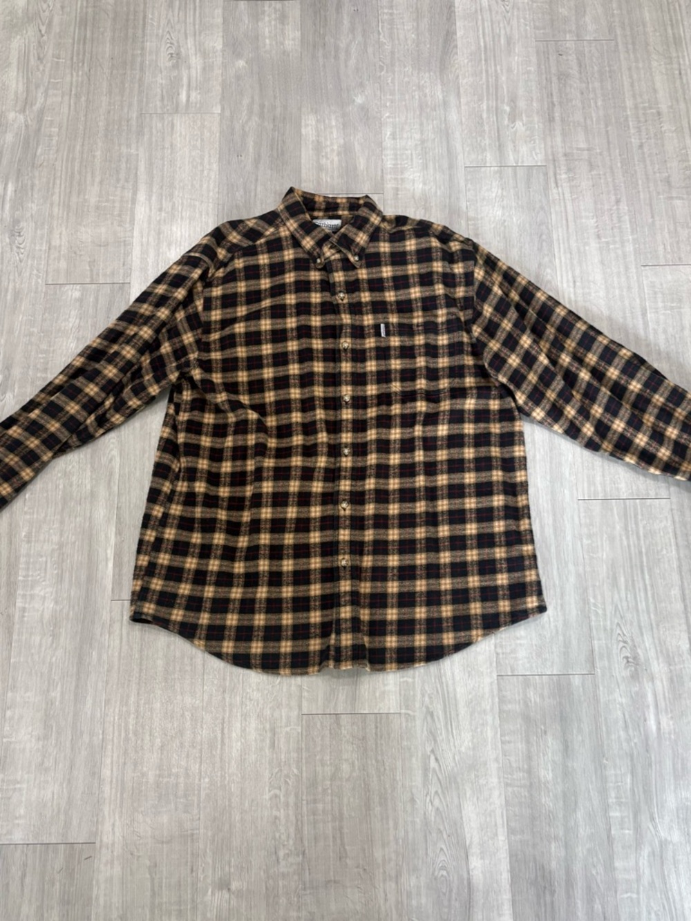 Carhartt Flannel Shirt XXL 2XL Buttton Down Up Long Sleeve Plaid Brown Mens